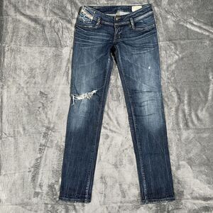 Diesel Matic Jeans Womens 26 Blue Medium Wash Low Rise Skinny Distressed